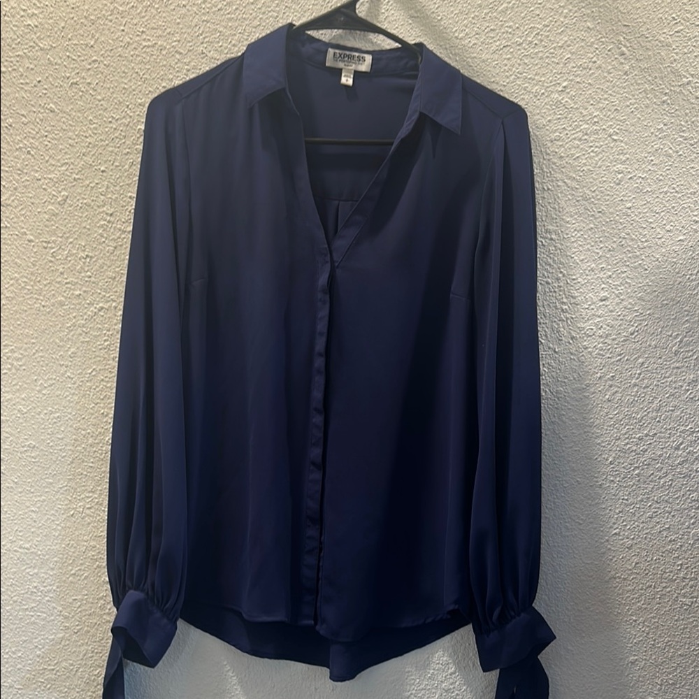 Express Black Buttoned Notched Collar Shirt